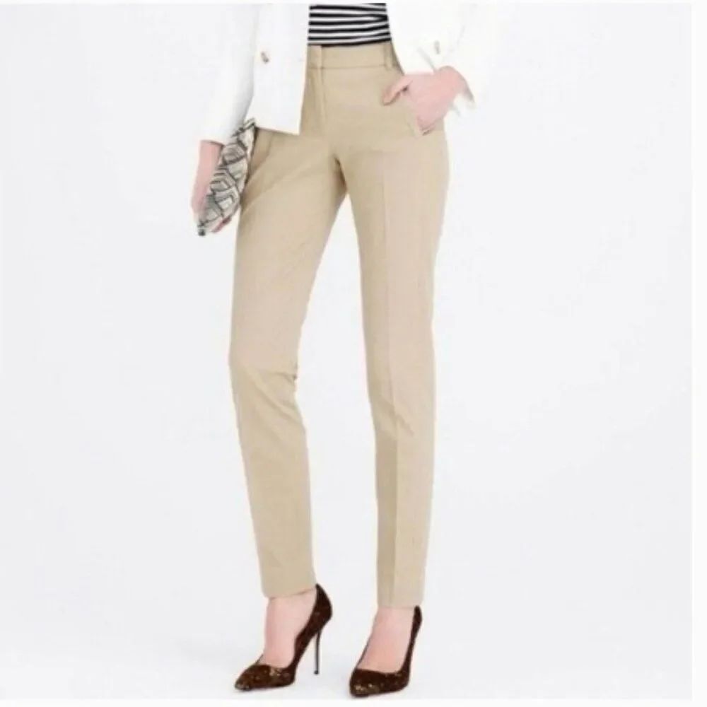 NWT J. Crew Maddi Slim Mid-Rise Career Dress Pant Trouser Tan in Size 00